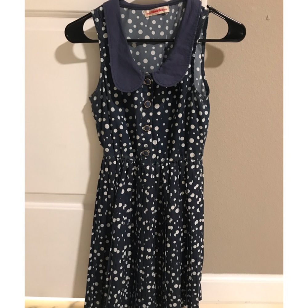 Vintage blue and white polka dot dress